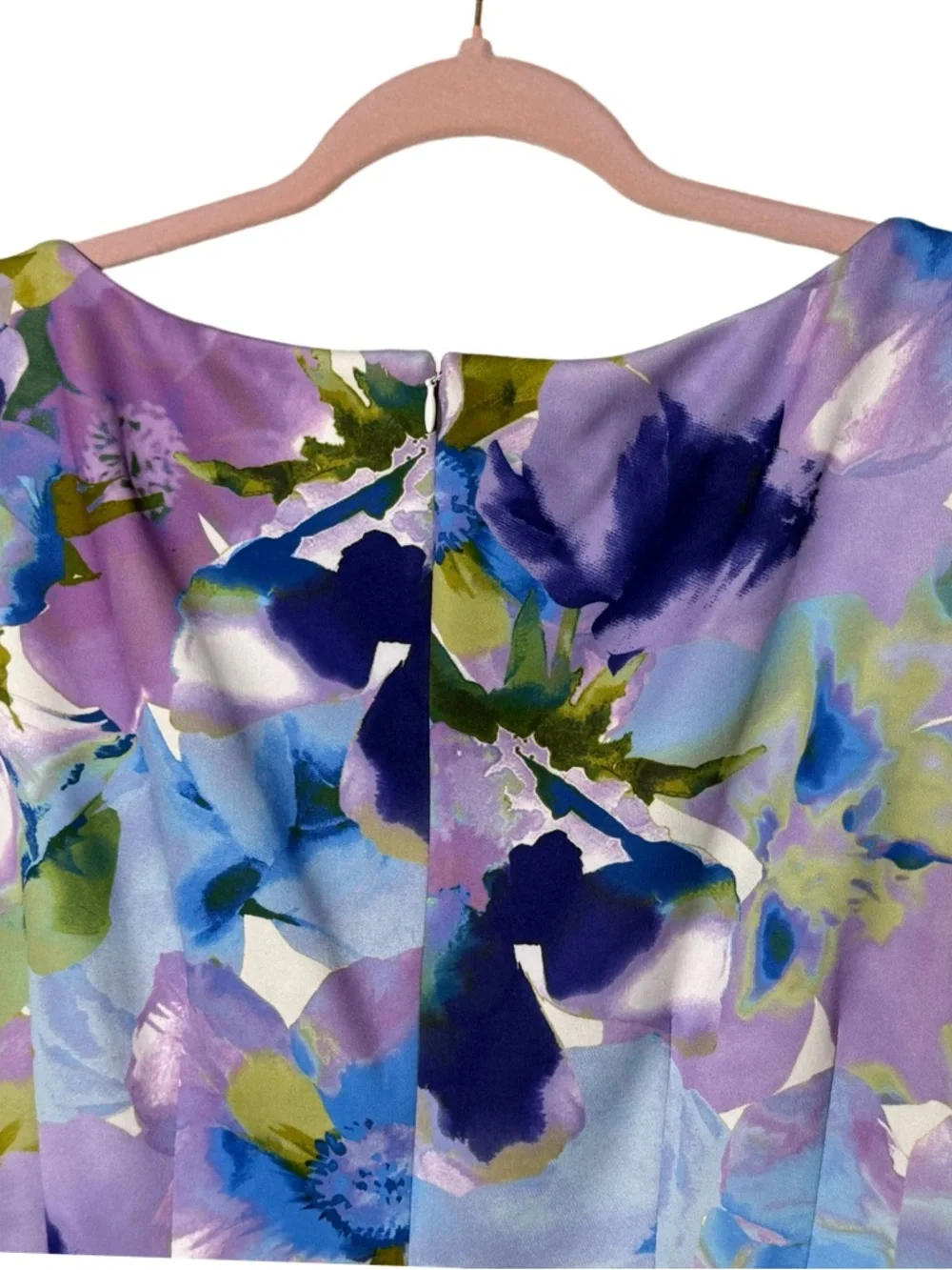 Jessica Howard Lavender and Blue Floral Fit-and-Flare Midi Dress Sz 16 - Picture 4 of 5